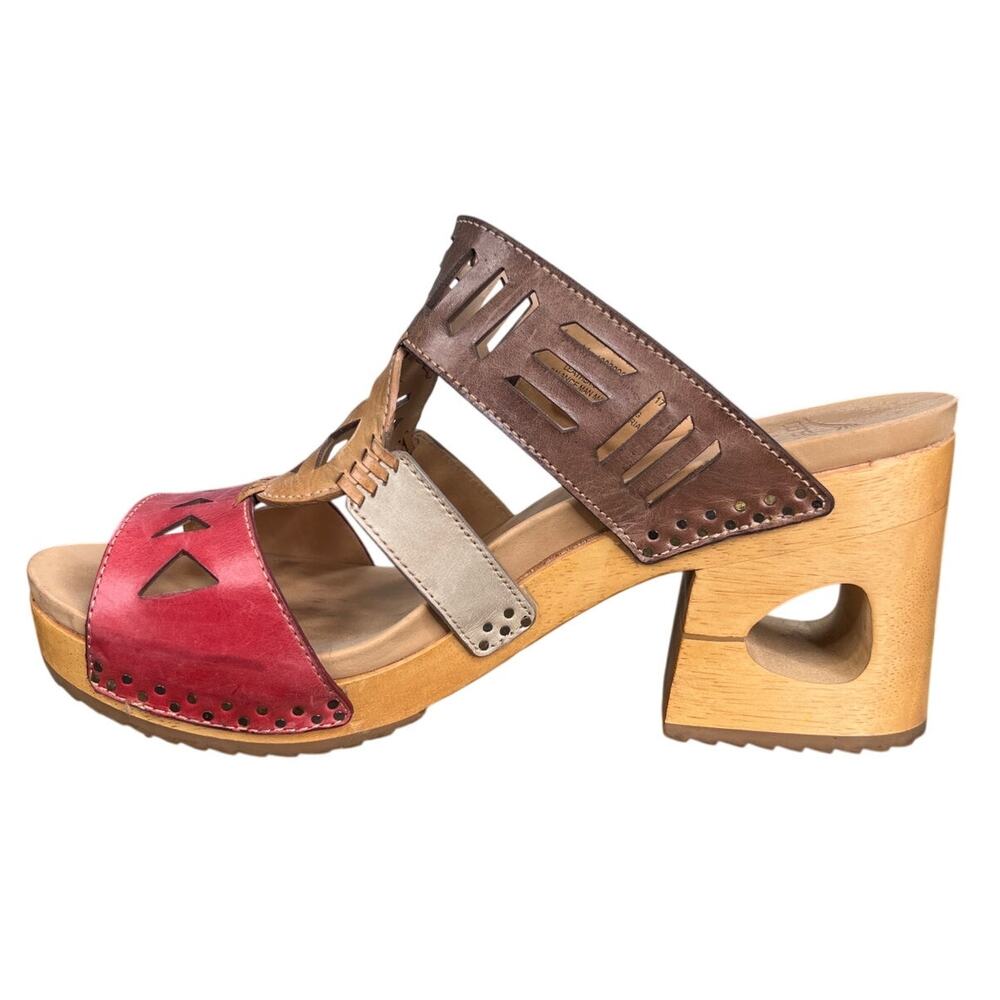 Dansko Women’s Oralee Brown Red Leather Wooden Sandal Size 41 US 10.5/11 - Picture 2 of 11